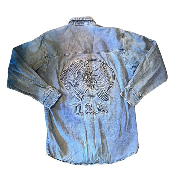 Vintage Authentic Prime Union Wear Medium Wash Denim Shirt S - Picture 1 of 9
